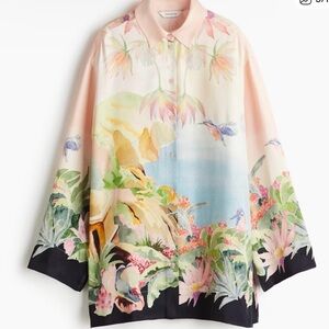 H&M Girls' Oversized Printed Twill Shirt - Pastel Floral